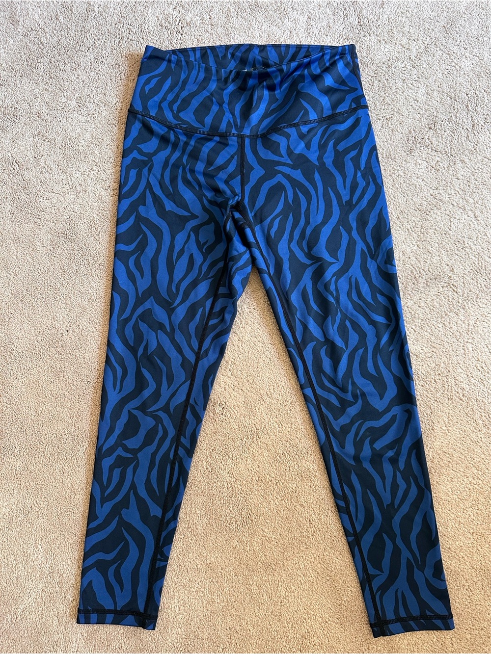 Zella Blue and Black Zebra-Print Leggings M